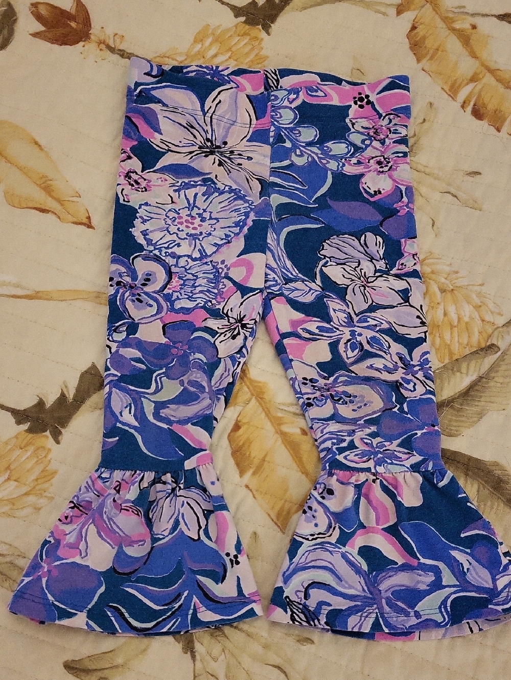 Lilly Pulitzer Girls Floral Ruffle Leggings in Blue, Purple, Pink